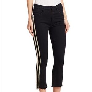 MOTHER Insider Striped Crop Step-Hem Fray Jeans in Guilty Racer